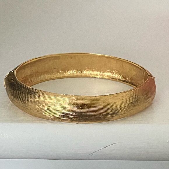 Vintage Monet Brushed Gold Clamper Bracelet - Picture 1 of 4